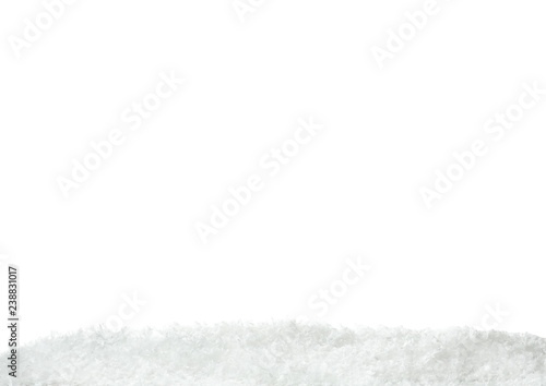Pure fluffy snow isolated on white. Festive background