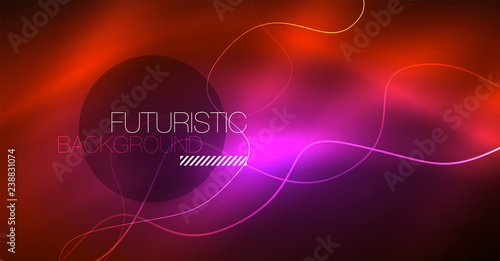 Neon lines wave background. Abstract composition