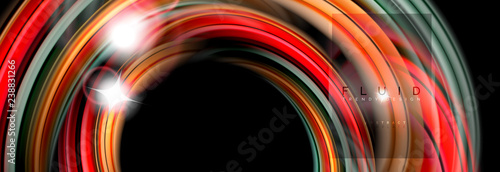 Mixing color waves on black, liquid flowing shapes