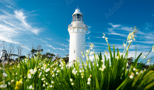 Foto Beautiful Table Cape Lighthouse in Tasmania on a nice summers day