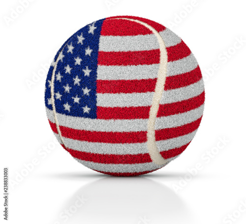 Tennis ball with USA flag texture, USA tennis ball, 3D illustration