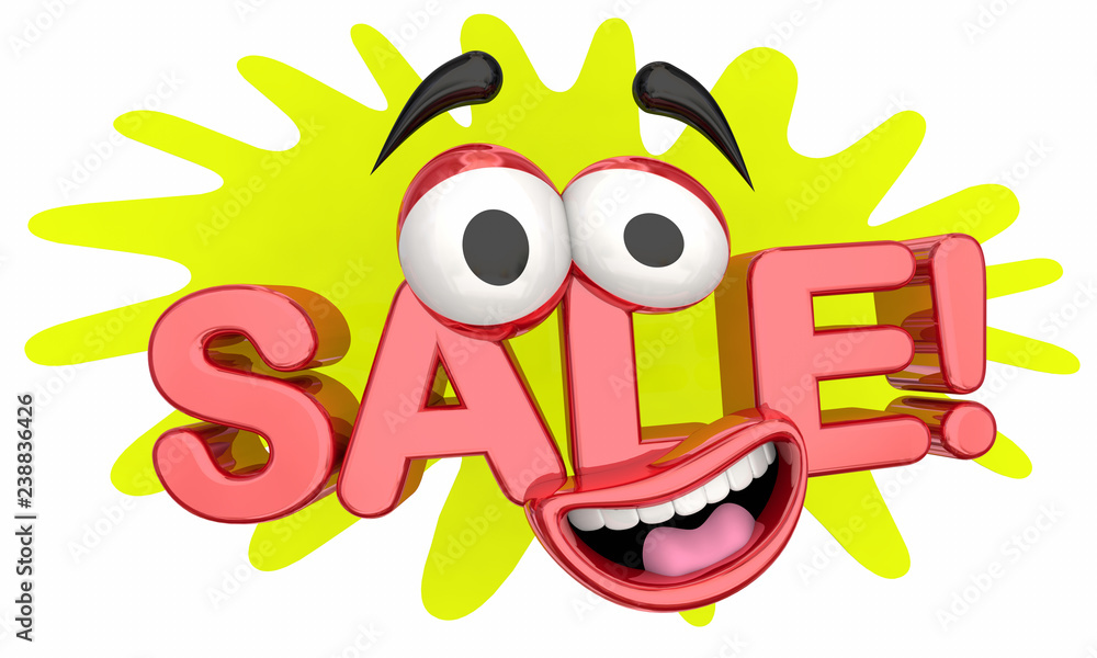 Sale Money Saving Special Offer Discount Cartoon Face 3d Illustration Stock  Illustration | Adobe Stock