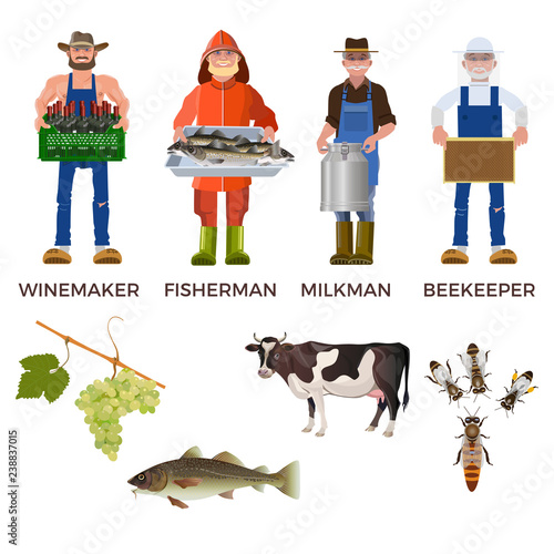 Set of people of different professions