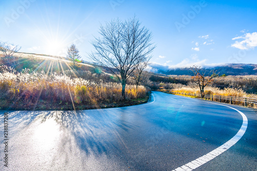 Beautiful landscape of road side around mountain fuji in yamanakako lake japan