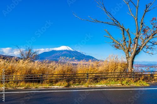 Beautiful fuji mountain in yamanakako or yamanaka lake