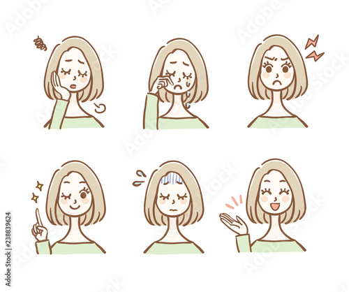 女性　表情　セット