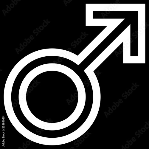 Male symbol icon - white outlined, isolated - vector