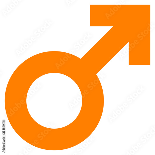Male symbol icon - orange simple thick, isolated - vector