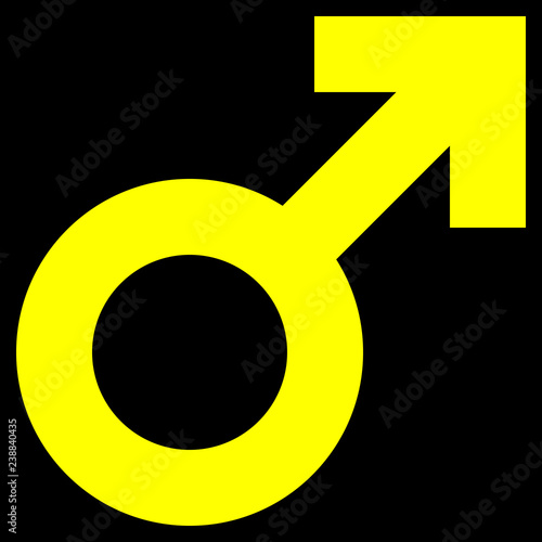 Male symbol icon - yellow simple thick, isolated - vector