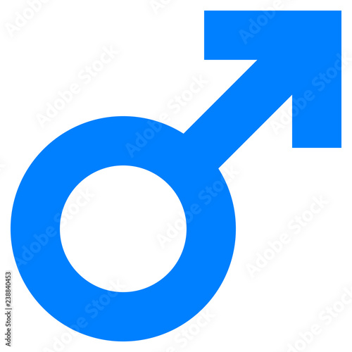 Male symbol icon - blue simple thick, isolated - vector
