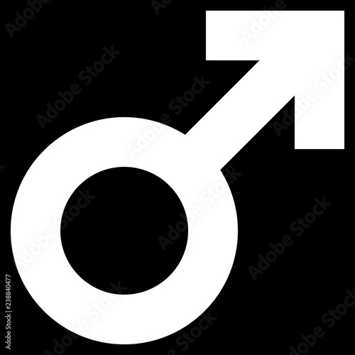 Male symbol icon - white simple thick, isolated - vector