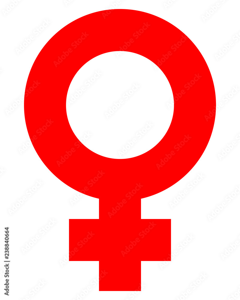 Female symbol icon - red simple thick, isolated - vector Female symbol icon - red simple thick, isolated - vector