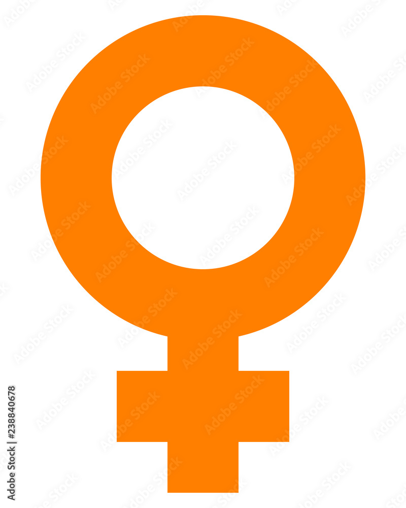 Female symbol icon - orange simple thick, isolated - vector - obrazy, fototapety, plakaty 