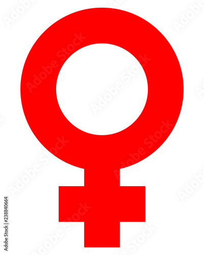 Female symbol icon - red simple thick, isolated - vector
