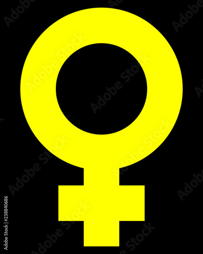 Female symbol icon - yellow simple thick, isolated - vector