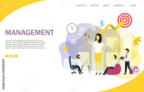 Business management landing page website vector template