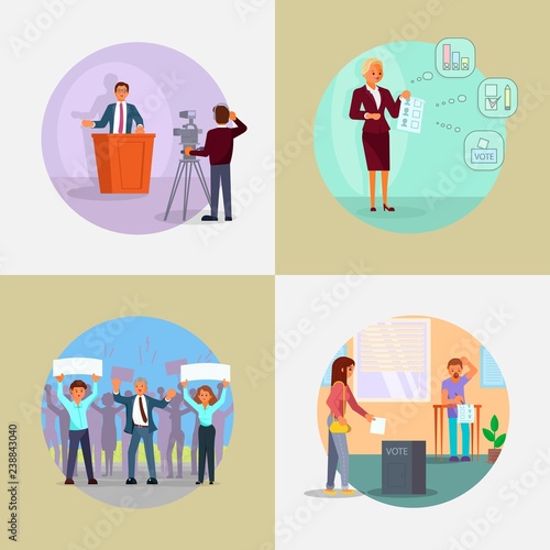 People involved in election process vector flat illustration