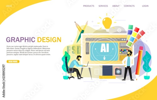 Graphic design landing page website vector template
