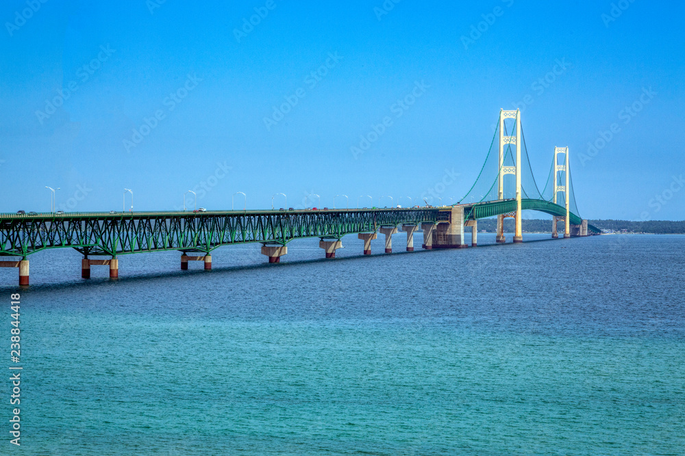 Opened in 1957, the 5 mile-long Mackinac Bridge is the world's 20th-longest main span and the longest suspension bridge between anchorages in the Western Hemisphere.