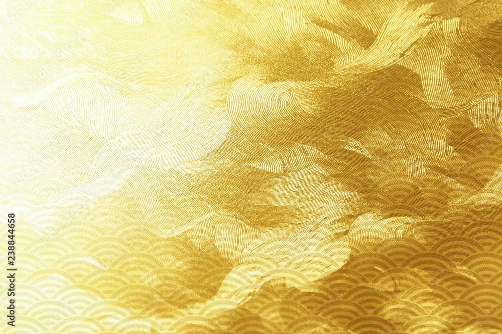 金色の波打つテクスチュアと和風模様 Stock Illustration Adobe Stock 金色の波打つテクスチュアと和風模様 Stock Illustration Adobe Stock