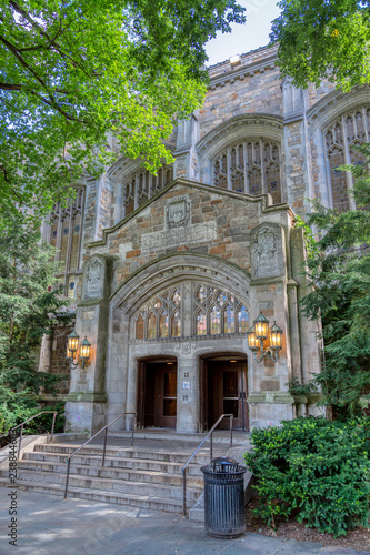 Main entrance to the William W. Cook Law Library, part of the Cook Law Quadrangle on the University of Michigan campus.