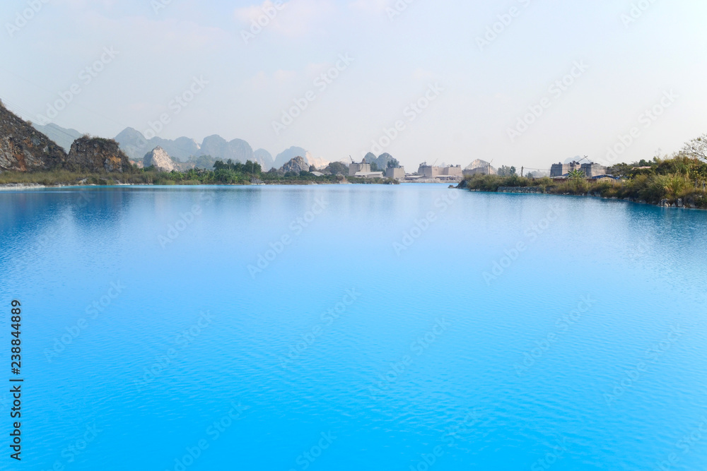 Tuyet Tinh Coc lake , Natural color Crystal Blue lake at Trai Son mountain, Hai phong, Vietnam