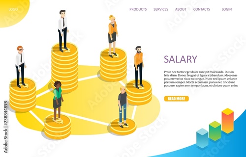 Salary wage landing page website vector template