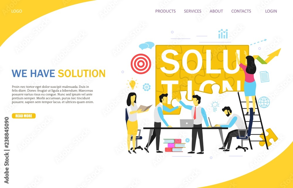Business solution landing page website vector template Business solution landing page website vector template