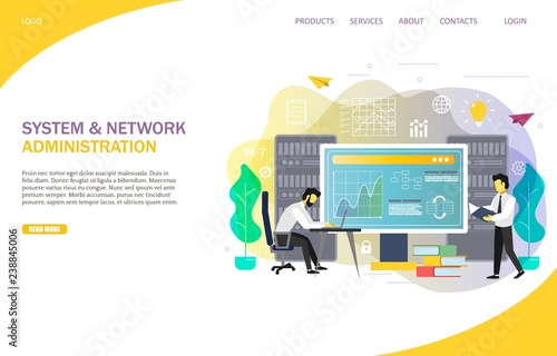 System administrator landing page website vector template
