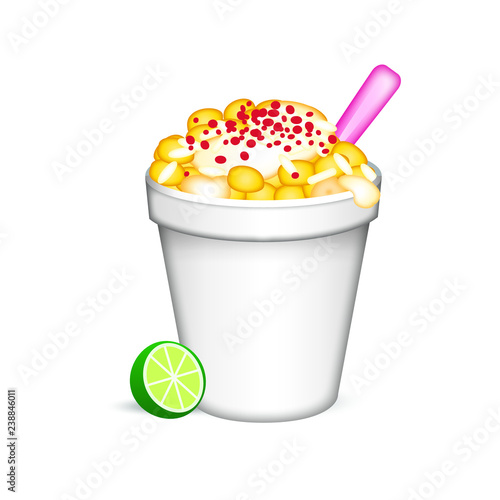 Vaso de esquites de elote en vector