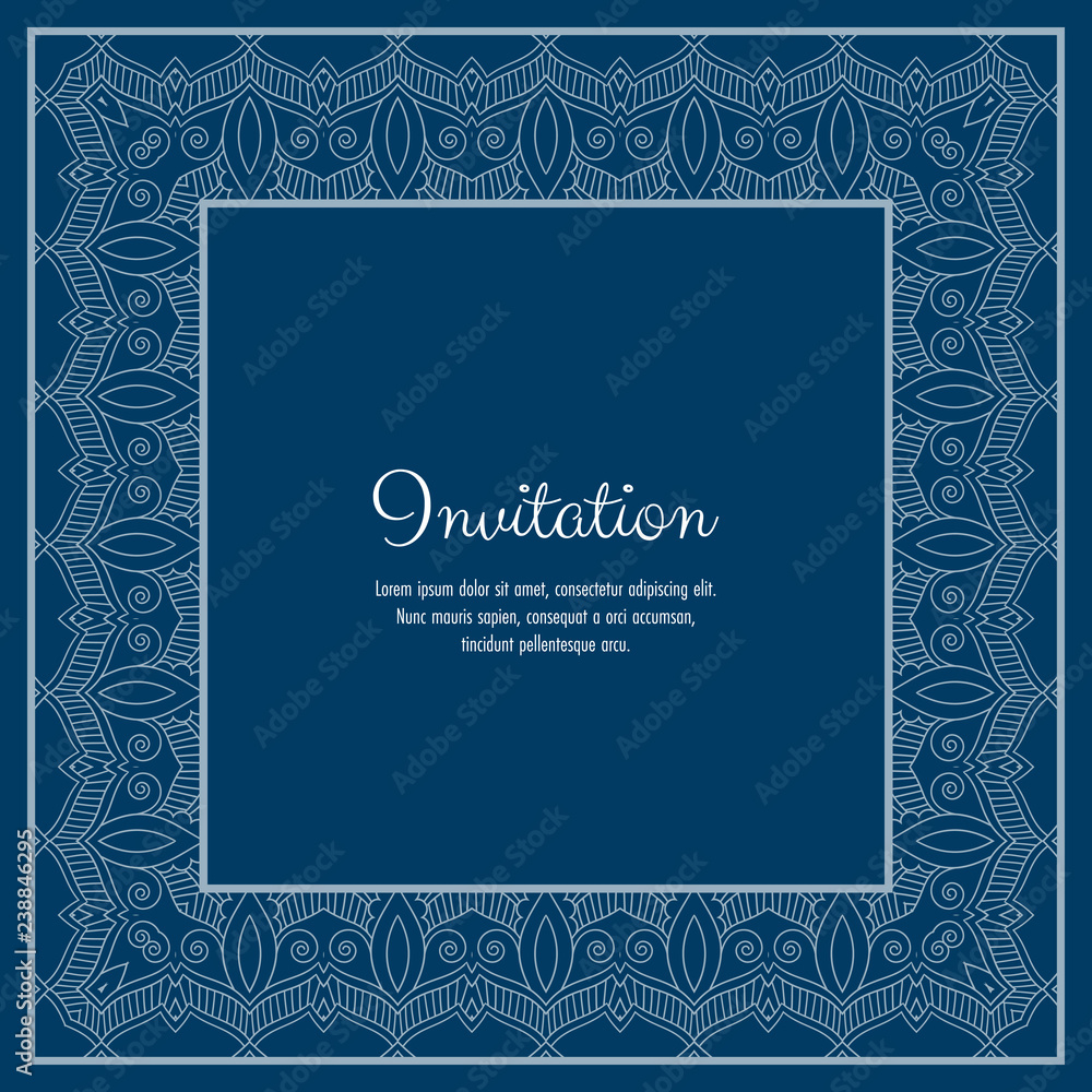 Abstract ornamental lace frame for greeting card or invitation