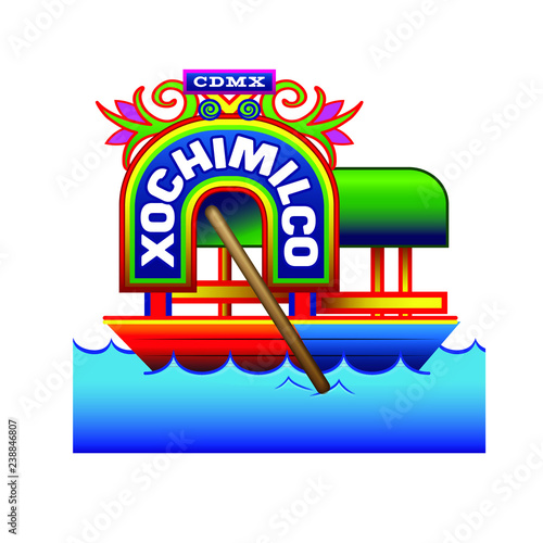 Trajinera tradicional de Xochimilco vector