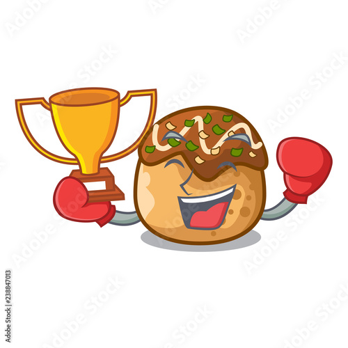 Boxing winner takoyaki shape in balls a cartoon