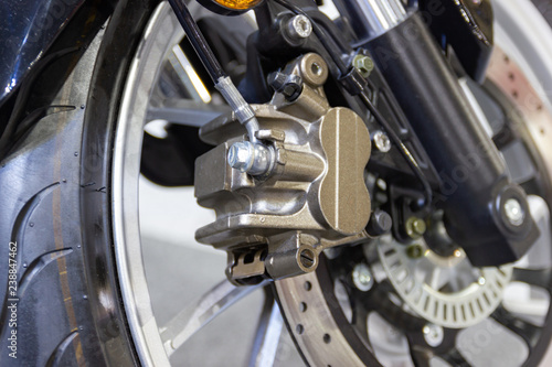close up - Detail Motorcycle brake disc is part of the motorcycle.