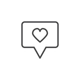 Love chat outline icon. linear style sign for mobile concept and web design. Speech bubble with heart simple line vector icon. Like, ranking, rating symbol, logo illustration. Pixel perfect vector 