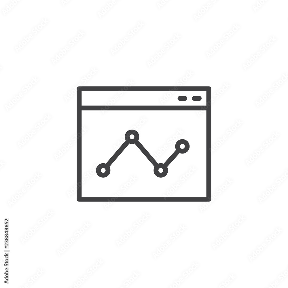 Online report outline icon. linear style sign for mobile concept and web design. Website page with business graph simple line vector icon. Symbol, logo illustration. Pixel perfect vector graphics Online report outline icon. linear style sign for mobile concept and web design. Website page with business graph simple line vector icon. Symbol, logo illustration. Pixel perfect vector graphics