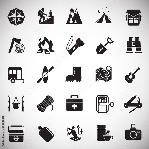 Camping icons set on white background for graphic and web design, Modern simple vector sign. Internet concept. Trendy symbol for website design web button or mobile app
