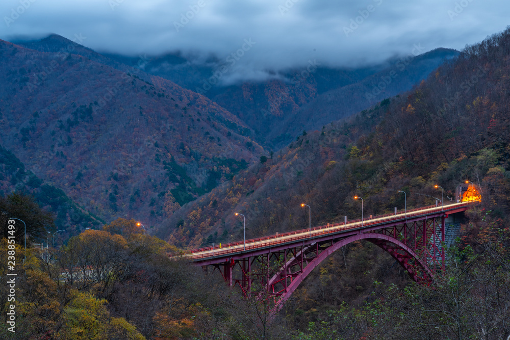 Beautiful red Mameyaki bridge Beautiful red Mameyaki bridge