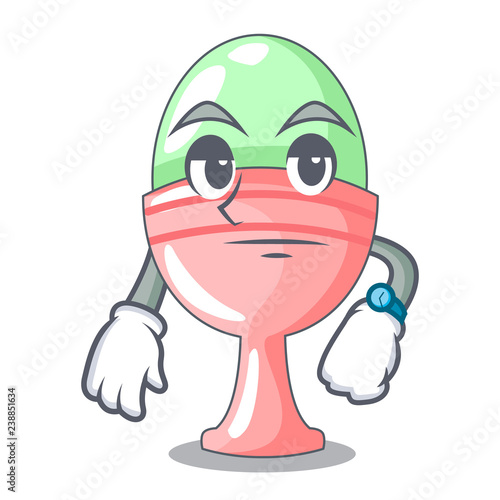 Waiting in egg cup isolated on character