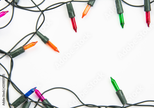 Christmas lights ornaments isolated on white background