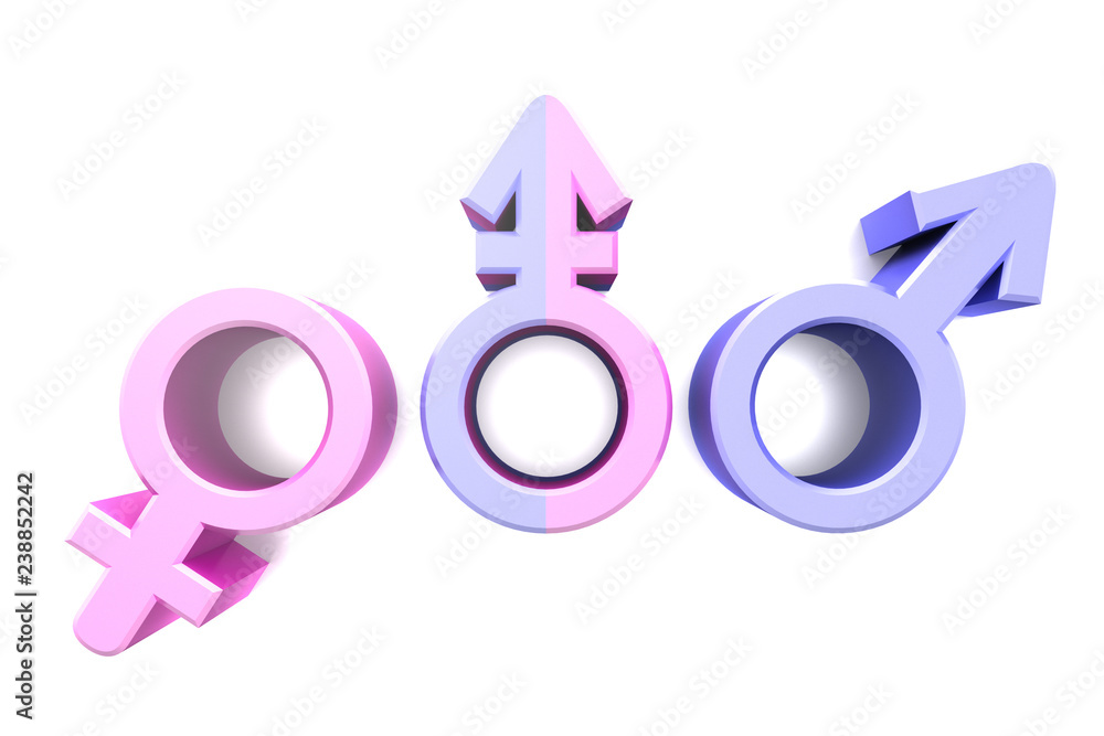 Venus and Mars signs. Symbols of gender concept design. 3D illustration
