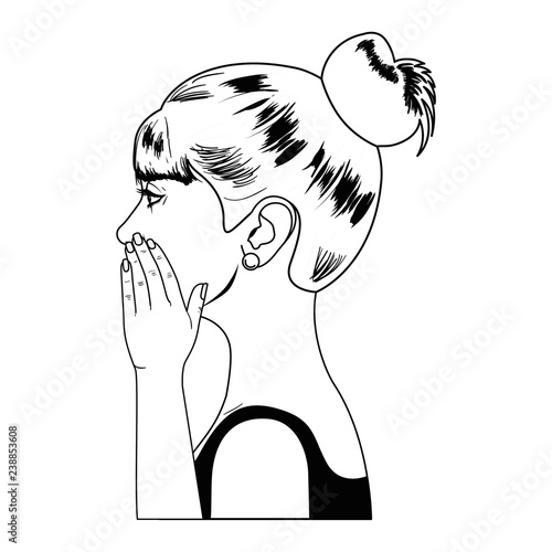 woman telling a secret avatar character