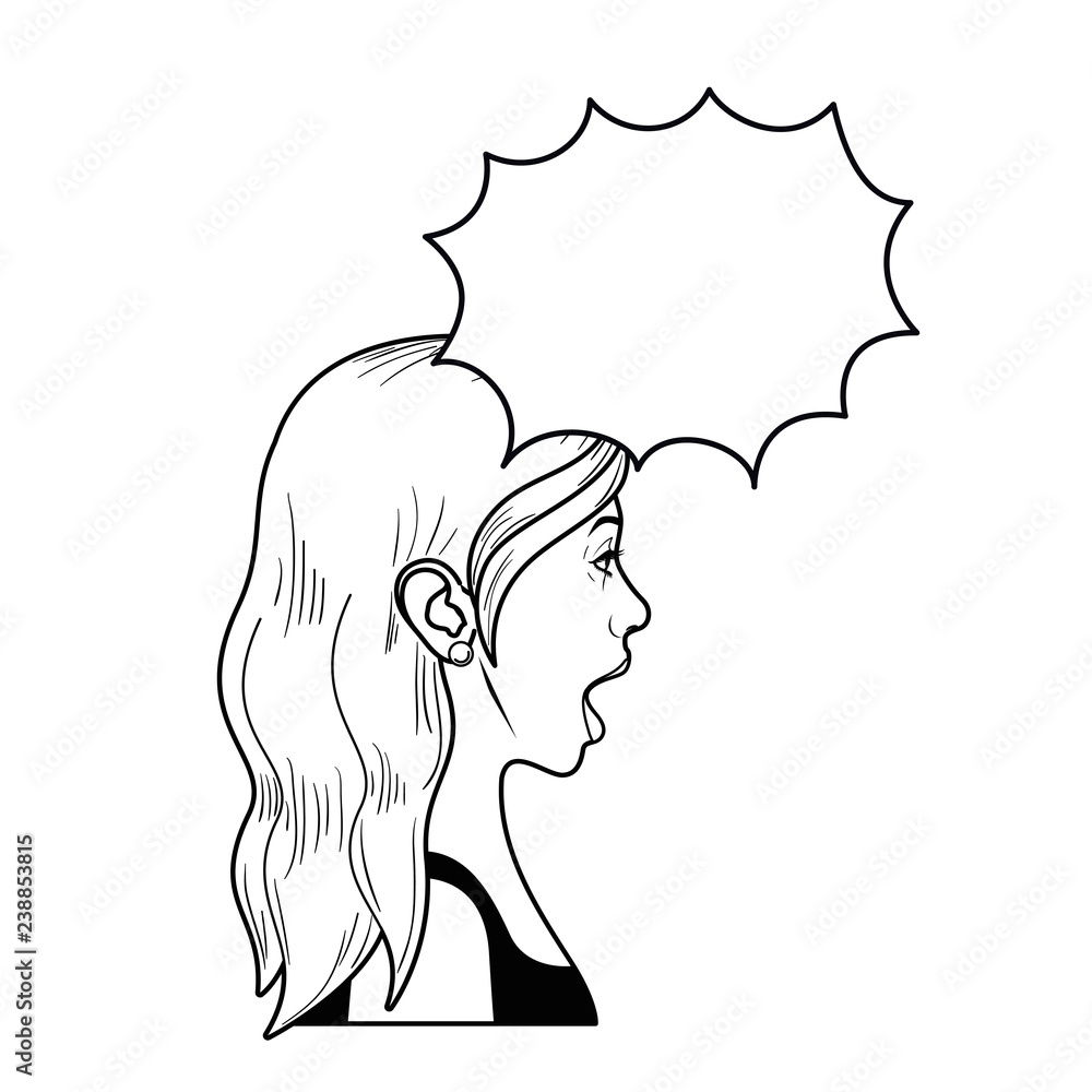 young woman with speech bubble avatar character young woman with speech bubble avatar character