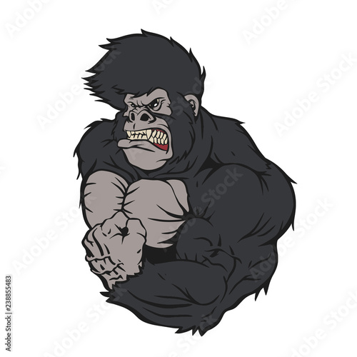 Ferocious gorilla athlete cartoon