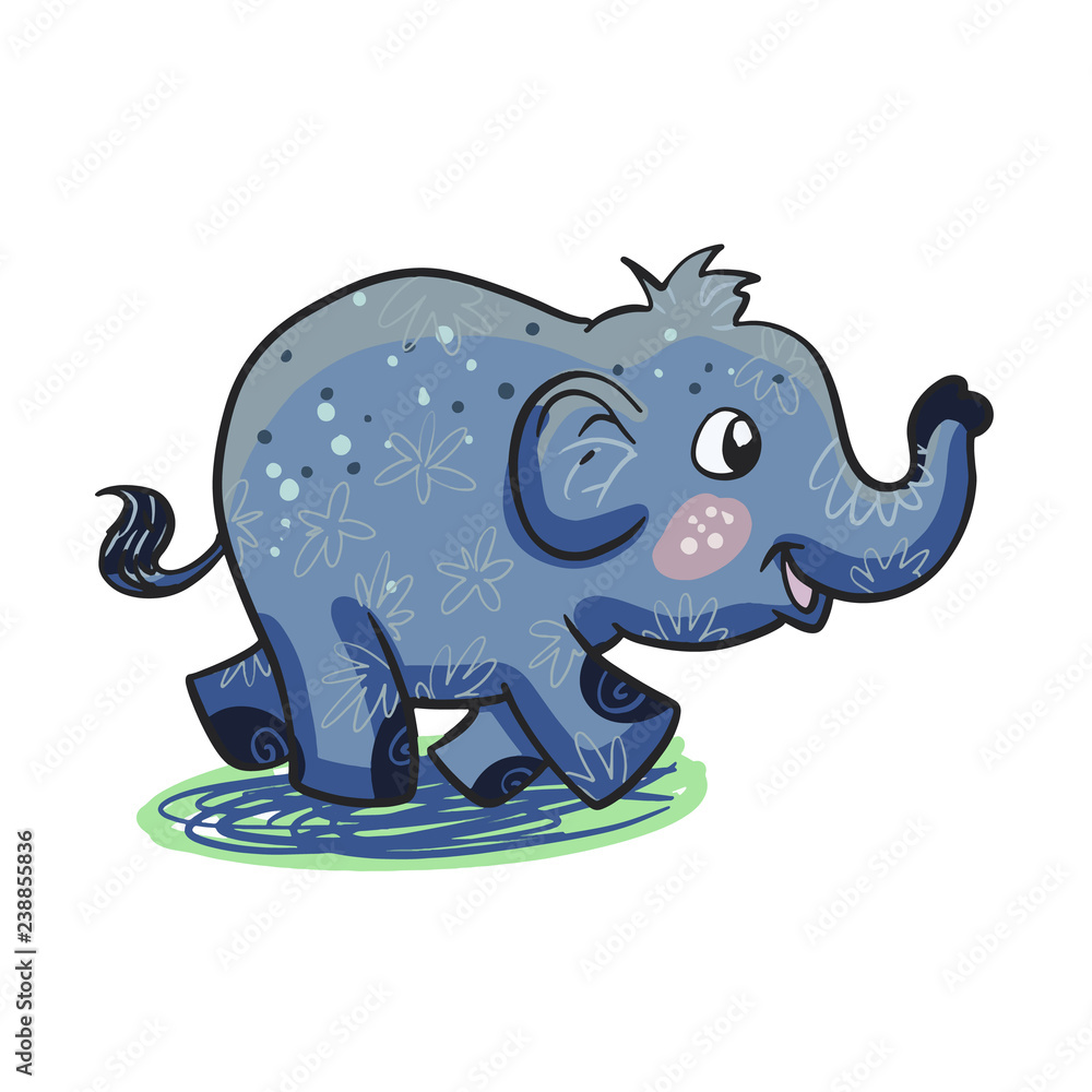 Fototapeta premium Funny baby elephant cartoon