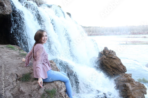 Girl at Waterfall