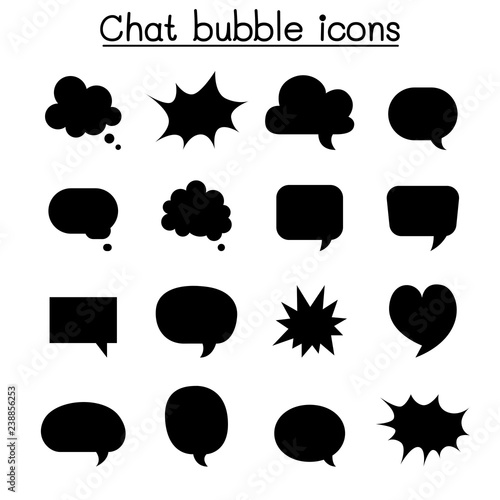Chat balloon, speech bubble, talking, speaking icon set
