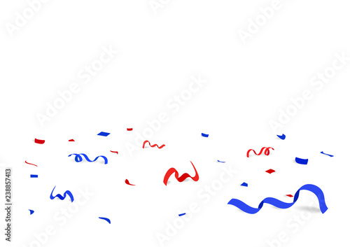 Confetti paper and ribbons scatter drop on the floor celebration festival party on white space abstract background vector illustration
