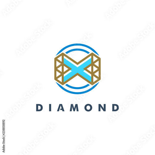 Diamond logo template. Letter X  icon symbol design vector illustration