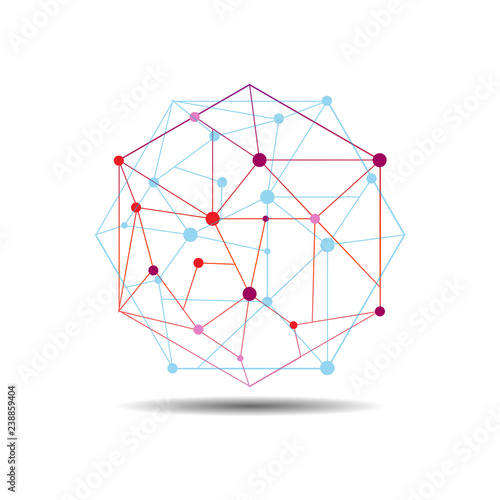 Hexagon logo - Hexagon blockchain technology. Hexagon with connected lines for brand, label, logo, logotype of smart contract block symbol